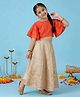Kiddopanti Rayon Woven Half Flutter Sleeves Solid Lehenga & Choli Set - Red & White