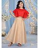 Kiddopanti Rayon Woven Half Flutter Sleeves Solid Lehenga & Choli Set - Red & White