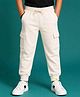 Kiddopanti Fleece Knit Solid Cargo Style Joggers - Off White