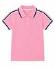 HRIT Cotton Knit Half Sleeves Side Striped Polo Tee - Pink