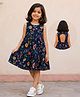 The Magic Wand Cambric Woven Sleeveless Floral Printed Dress - Navy Blue
