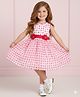 The Magic Wand Woven Sleeveless Polka Dots Printed &   Floral Applique Detailed Dress - Pink