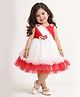 The Magic Wand Woven Sleeveless Floral Applique Detailed Dress - Red