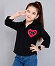 PinkChick Cotton Woven Full Sleeves Polka Dots Heart Applique Detailed Shirt - Black