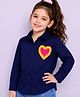 PinkChick Cotton Woven Full Sleeves Heart Applique Detailed Shirt - Navy Blue