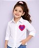 PinkChick Cotton Woven Full Sleeves Heart Applique Detailed Shirt - White