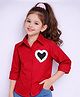 PinkChick Cotton Woven Full Sleeves Heart Applique Detailed Shirt - Red