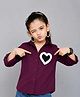PinkChick Cotton Woven Full Sleeves Heart Applique Detailed Shirt - Burgundy