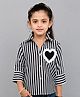PinkChick Cotton Woven Full Sleeves Heart Applique Detailed Striped Shirt - Black