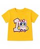 PinkChick Cotton Woven Half Sleeves 1 Numericals Beads Embellished Patch Detailed Tee - Yellow