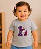 PinkChick Cotton Woven Half Sleeves 1 Numericals Beads Embellished Patch Detailed Tee - Grey