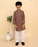 The Mom Store Cotton Woven Full Sleeves Abstract Printed Kurta & Pyjama Set - Rust