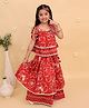 The Mom Store Cotton Woven Sleeveless Floral Printed Lehenga & Choli Set - Red