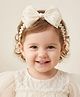 Ziory Bow Applique Detailed & Stone Embellished Headband - Beige