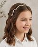 Ziory Pearl & Stone Embellished Hair Band- Golden & Off White