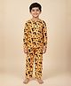 The Mom Store Cotton Knit Full Sleeves Tiger Printed Coordinating Tee & Pajama Night Suit - Multi Colour