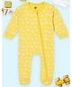 The Mom Store Cotton Knit Full Sleeves Clouds Printed Footed  Romper - Yellow