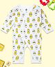 The Mom Store Cotton Knit Full Sleeves Bunny Printed Romper - White