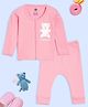 The Mom Store Cotton Knit Full Sleeves Bear Printed Night Suit - Pink
