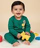 The Mom Store Cotton Knit Full Sleeves Dinosaur Printed Night Suit - Dark Green