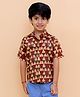 The Mom Store Cotton Woven Half Sleeves Geometric Printed Shirt - Multi Colour