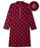 EARTHY TOUCH Cotton Knit Full Sleeves Kurta With Floral Foil Print - Maroon
