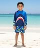 The Mom Store Full Sleeves Shark Printed Swimsuit - Blue