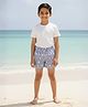 The Mom Store Stripe Printed Swim Short - Blue
