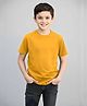 BRATMA Cotton Knit Half Sleeves Solid Tee - Mustard