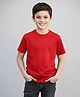 BRATMA Cotton Knit Half Sleeves Solid Tee - Red