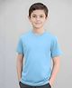 BRATMA Cotton Knit Half Sleeves Solid Tee - Sky Blue