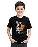 BRATMA Cotton Knit Half Sleeves Teddy & Challenge Text Printed Tee - Black