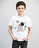 BRATMA Cotton Knit Half Sleeves Space Theme Printed Tee - White