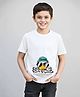 BRATMA Cotton Knit Half Sleeves Duck & Typography  Printed Tee - White