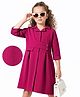 Hola Bonita Knit Three Fourth Sleeves Knee Length Solid Dress  - Fuchsia