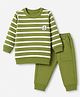 Zero Looper Knit Full Sleeves Striped Tshirt And Joggers Set - Green