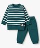 Zero Looper Knit Full Sleeves Striped T-shirt and Jogger Set - Dark Green