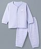 Zero Interlock Knit Full Sleeves T-Shirt & Pyjama Night Suit Set With Duck & Text Print - Light Blue