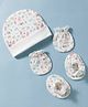 Ben Benny Interlock Cap, Mitten & Booties with Animal Print White - Diameter 16 cm