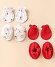 Ben Benny Interlock Knit Solid Mittens And Booties With I Love Mom Text Print Pack Of 2 - Red & White