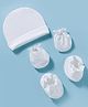 Ben Benny Interlock Knit Solid Cap, Mitten & Booties White - Diameter 16 cm