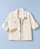 Dapper Dudes Woven Full Sleeves Jacket With Text Printed Tee-Cream