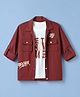 Dapper Dudes Woven Full Sleeves Jacket With Text Printed Tee-Rust Orange