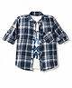 Dapper Dudes Woven Full Sleeves Tartan Checked Shirt with Attached T-Shirt -Navy  Blue