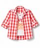 Dapper Dudes Woven Full Sleeves Checked Shirt with Attached T-Shirt with Smiley Print - Orange