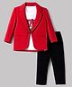 Dapper Dudes Woven Full Sleeves Blazer With Stay Cool Printed Tee & Pant Set- Red