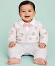 CANDY HOUSE Interlock Woven Full Sleeves Bear Printed Footed Romper - Grey