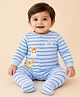 CANDY HOUSE Knitted Knit Full Sleeves Striped & I M Cute Text Printed Romper - Sky Blue