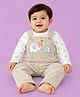 CANDY HOUSE Knitted Knit Full Sleeves Animals Printed Tee With Dungaree - Beige