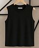 BLUSHES 100% Cotton Knit Sleeveless Solid Tee - Black